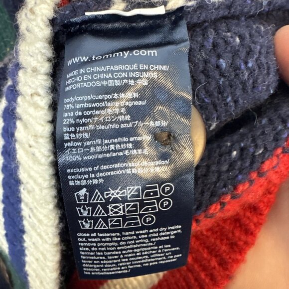 Tommy Hilfiger Men M Cardigan Wool Blend Letterman Preppy Varsity Shawl Collar - Picture 7 of 8